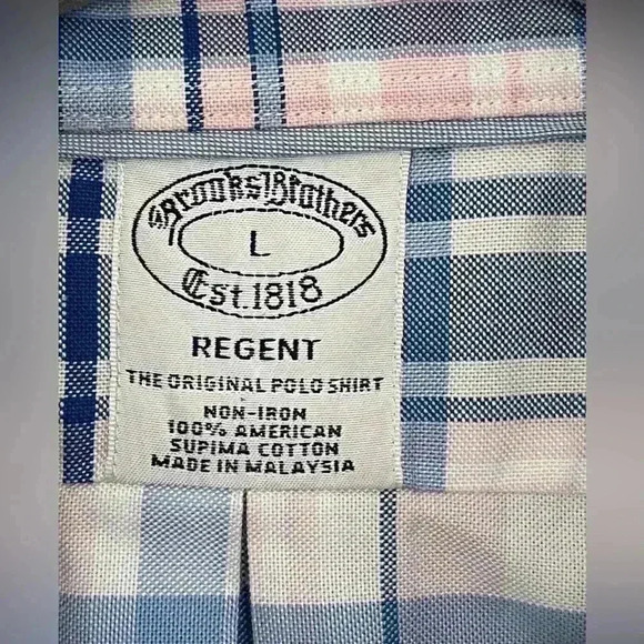 Brooks brothers polo, button-down, collared size large non-iron 100% s cotton - Picture 4 of 4